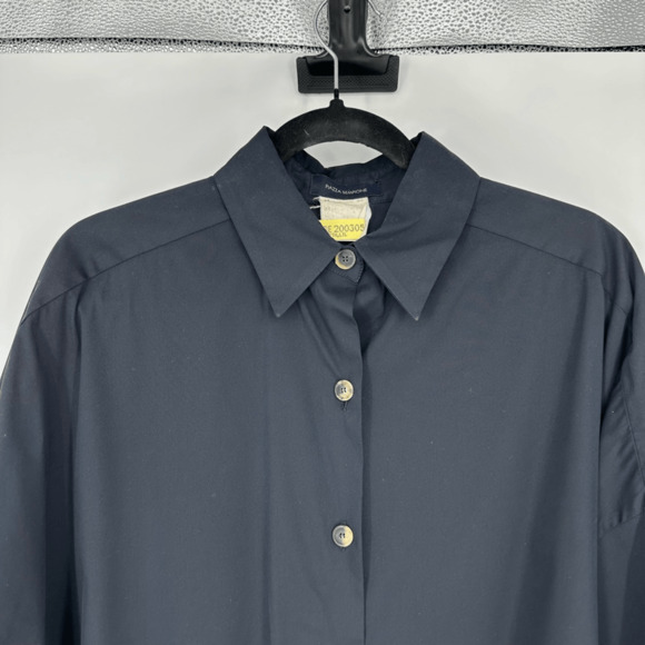 Piazza Sempione Womens Button Up Shirt Size M Black Oversized Minimalist Basic - Picture 2 of 8